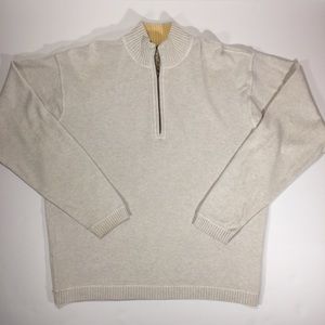 Tommy Bahama Mens 1/4 Zip Pullover sweater M Cream